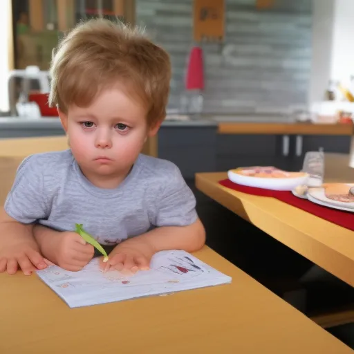 

Une image montrant un enfant assis à table avec une expression de mécontentement et des aliments qu'il n'aime pas devant lui, tandis que ses parents le regard